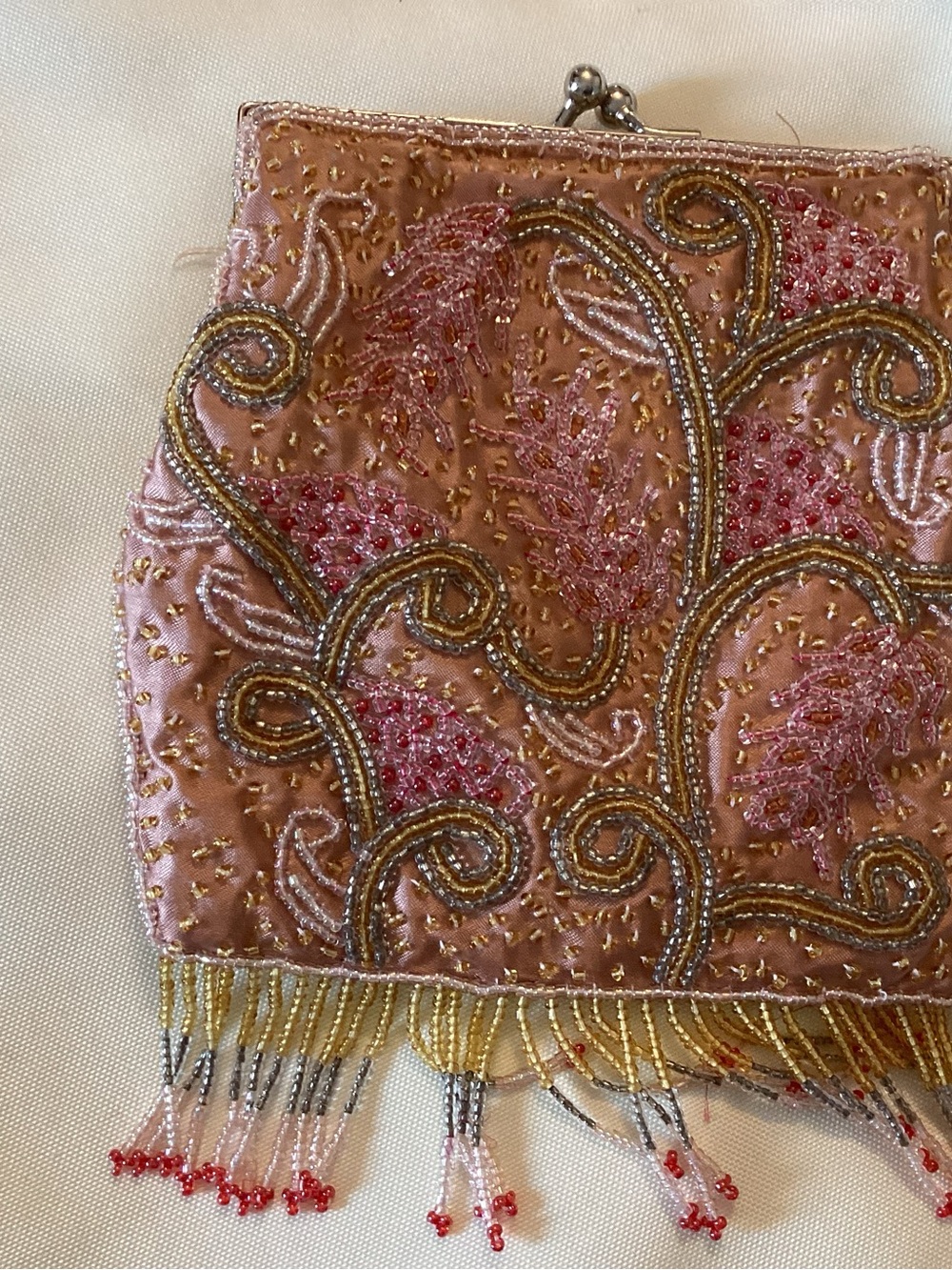 Pink Moon New York Beaded Pink Evening Bag with Fringe - Picture 6 of 6
